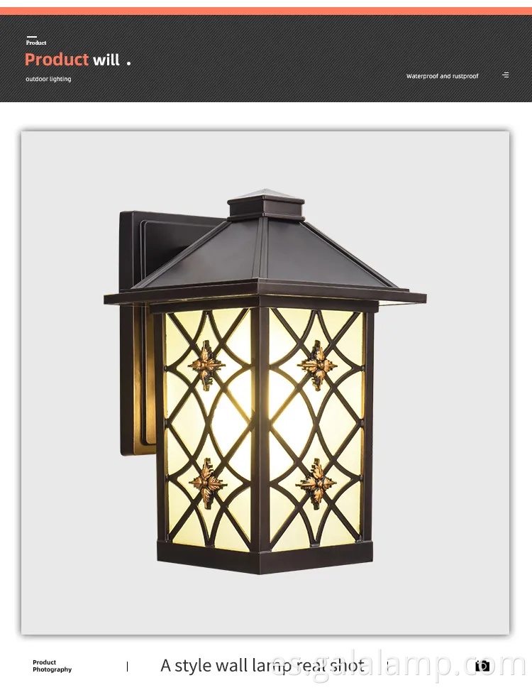 Elegante luz de pared LED europeo al aire libre para casas elegantes